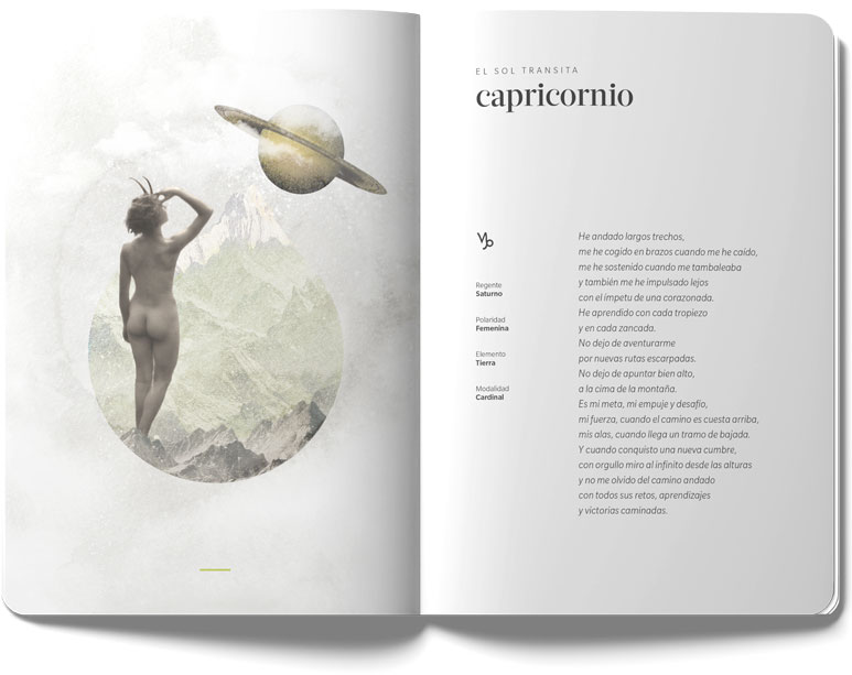 Ilustraciones y poesia de Capricornio en la Agenda Astral 2023